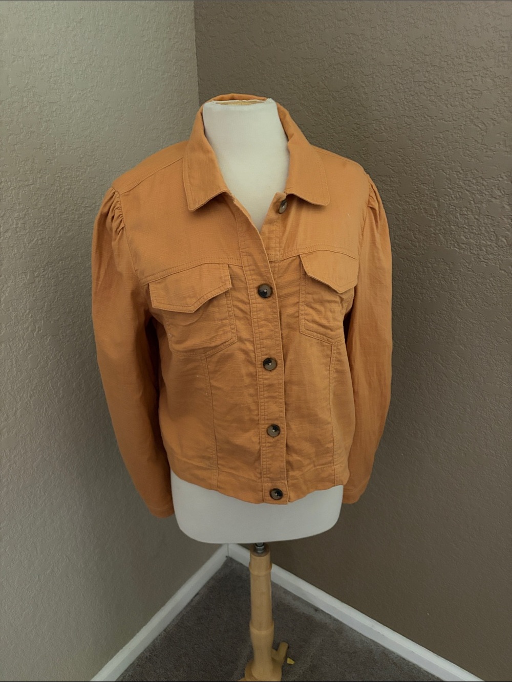 Loft Lightweight Women's Button-Front Jacket in Burnt Orange Size L like new